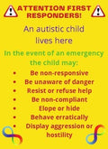 Attention First Responders – Autistic Child Alert Sticker