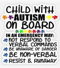 Child with Autism on Board – Emergency Alert Sticker